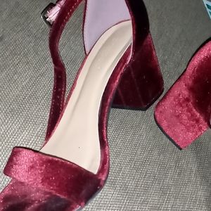 Maroon Velvet Heels Size 7